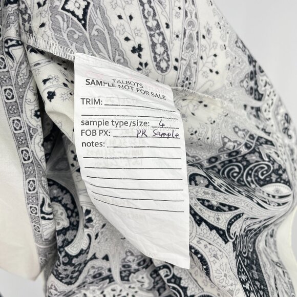 Talbots PR Sample Shirt Dress 4 (Fits 6) Black White Paisley Cotton Sleeveless - Picture 10 of 10
